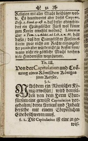 Tit. III. Von der Capitulation und Crönung eines Römischen Königs zum Keyser.