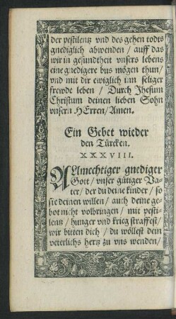 Ein Gebet wieder den Türcken.