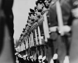 Parade von Soldaten der Sowjetischen Armee am "Tag der Befreiung" am Sowjetischen Ehrenmal