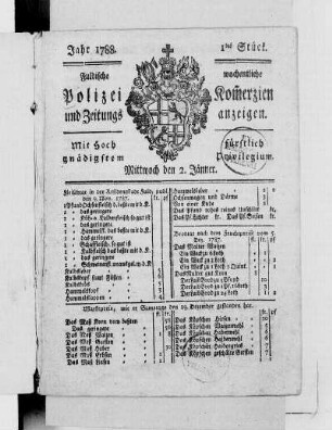 1tes Stück., Ausgabe vom 2. Januar 1788
