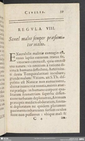 Regula VIII. Semel malus semper praesumitur malus