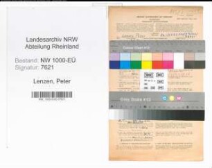 Entnazifizierung Peter Lenzen, geb. 02.05.1903 (Faerber)