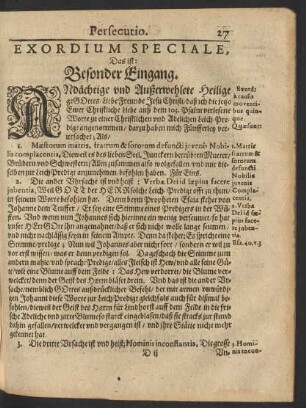 Exordium Speciale, Das ist Besonder Eingang.