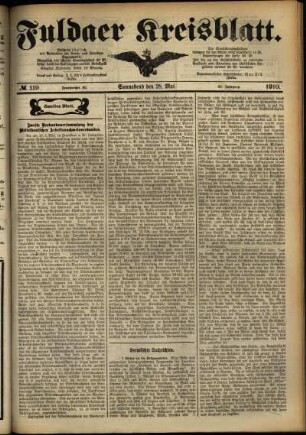 Zweite Ausgabe vom Samstag, den 28. Mai 1910.