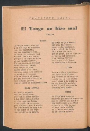 El tango no hizo mal : Tango