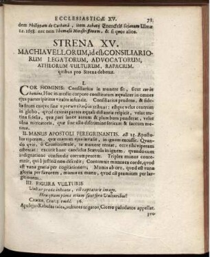 Strena XV. Machiavellorum, id est Consiliariorum Legatorum ...