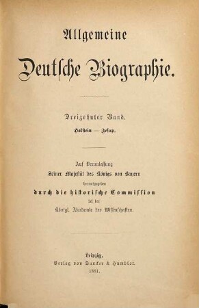 Allgemeine Deutsche Biographie, 13. Holstein - Jesup