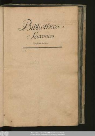Bibliotheca Saxonica nondum edita