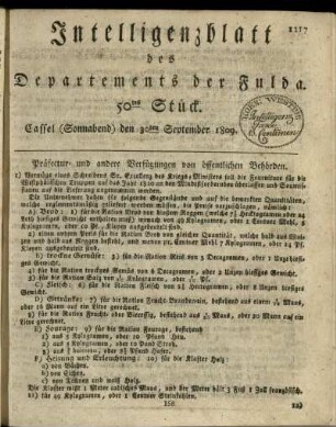 50tes Stueck, (Sonnabend) den 30ten September 1809
