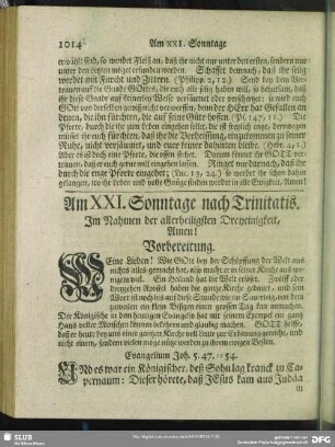 Am XXI. Sonntage nach Trinitatis