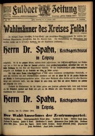 Zweite Ausgabe vom Samstag, den 15. Oktober 1904.