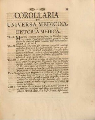 Corollaria ex universa medicina.