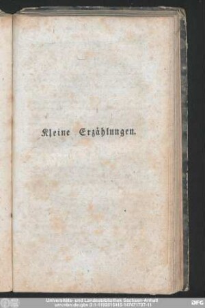 Kleine Erzählungen.