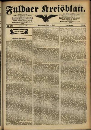 Zweite Ausgabe vom Samstag, den 09. Juli 1910.