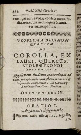 Problema Decimum Quartum. De Corolla, Ex Lauri, Quercus, Et Oleæ Frondibus Contexta.