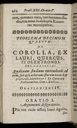 Problema Decimum Quartum. De Corolla, Ex Lauri, Quercus, Et Oleæ Frondibus Contexta.