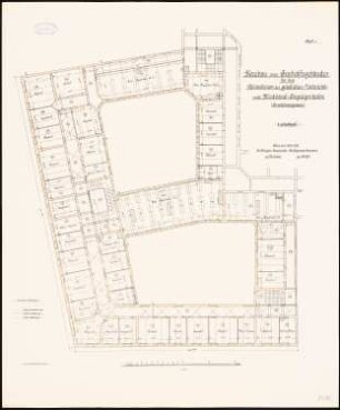 Preußisches Kultusministerium, Berlin Erweiterungsbau. Geschäftsgebäude für das Ministerium der geistlichen, Unterrichts- und Medizinalangelegenheiten: Grundriss 1. Obergeschoss 1:100