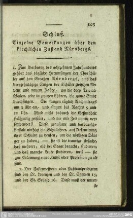 Schluß. Einzelne Bemerkungen über den kirchlichen Zustand Nürnbergs