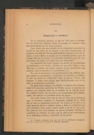 VI - Religiosidad y metafísica