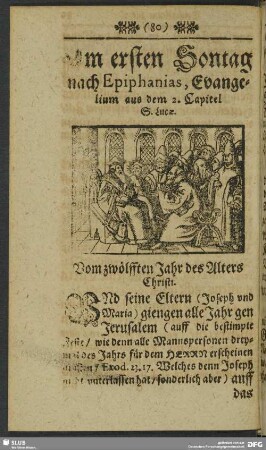 Am ersten Sontag nach Epiphanias, Evangelium aus dem 2. Capitel S. Lucae