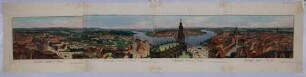 Panorama von Dresden, Blick aus der Vogelperspektive in Höhe des Hausmannsturmes, bestehend aus vier Einzeldarstellungen