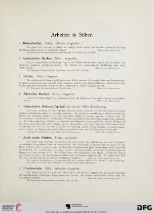 Arbeiten in Silber und verschiedenem Metall (Nr. 1-20)