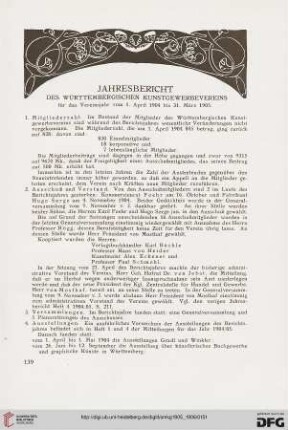 Jahresbreicht des Württembergischen Kunstgewerbeverein für das Vereinsjahr 1. April 1904 bis 31. März 1905