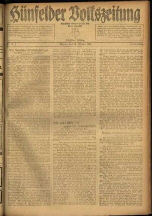 Ausgabe vom Montag, den 20. Oktober 1919.