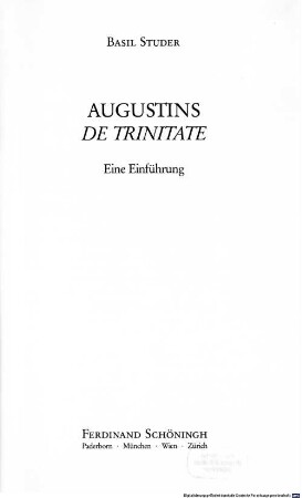 Augustins De trinitate : eine Einführung