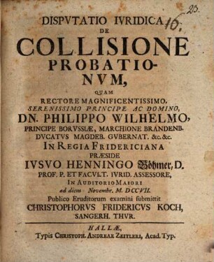Dispvtatio Ivridica De Collisione Probationvm