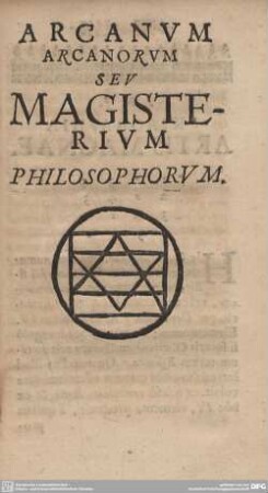 Arcanum Arcanorum Seu Magisterium Philosophorum