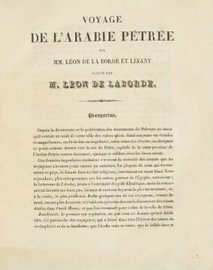 Voyage de l'Arabie Pétrée par MM. Léon de Laborde et Linant publiée par M. Léon de Laborde