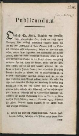 Publicandum : [Stettin den 25sten Junii, 1782.]
