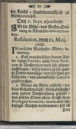 Resolution, vom 12. Maij. 1666