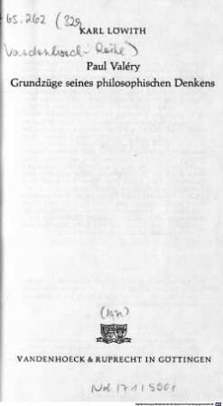Paul Valéry : Grundzüge seines philosophischen Denkens