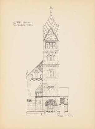 Wallfahrtskirche: Vorderansicht (aus: Drucke von Seminararbeiten der Königlich Technischen Hochschule Berlin, Bd. III)