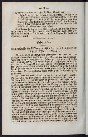 64-70, Heidenmission. Missionsbericht der Missionscommission der ev. luth. Synode von Missouri, Ohio u. a. Staaten
