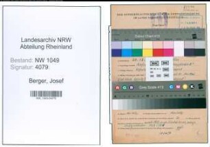 Entnazifizierung Josef Berger , geb. 20.12.1903 (Vertreter)