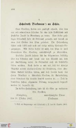 4. Schulrath Dieckmann an Schön