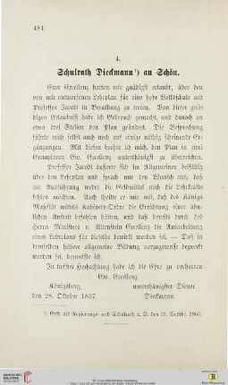 4. Schulrath Dieckmann an Schön