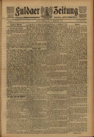 Erste Ausgabe vom Mittwoch, den 15. September 1909.
