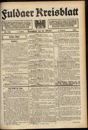 Dritte Ausgabe vom Samstag, den 28. Oktober 1911.
