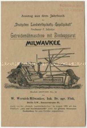 Getreideerntemaschinen der Milwoukee (Harvester Company) in USA