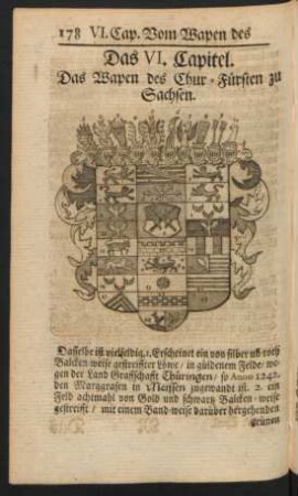 Das VI. Capitel. Das Wapen des Chur-Fürsten zu Sachsen