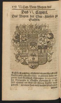 Das VI. Capitel. Das Wapen des Chur-Fürsten zu Sachsen