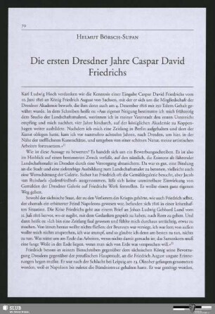 Die ersten Dresdner Jahre Caspar David Friedrichs
