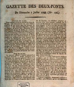 Gazette des Deux-Ponts : avec privilège de Son Altesse Sérémissime. 1798,186-199