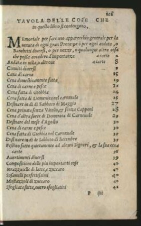 Tavola Del' Le Cose Che in questo libro si contengono.