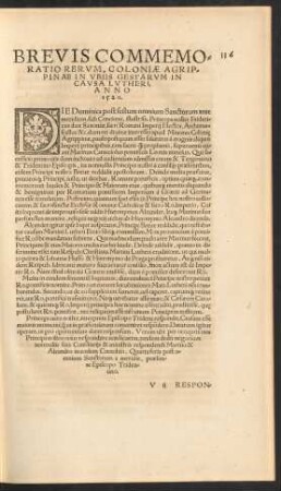 Brevis Commemoratio Rerum ...