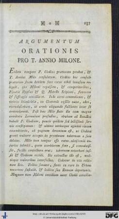 Argumentum Orationis Pro T. Annio Milone.